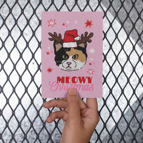 Reindeer Cat Christmas Card